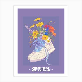 Spring Poster Retro Sneakers With Flowers 90s Illustration 5 Art Print
