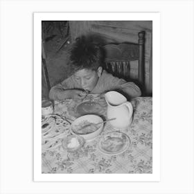 Mexican Boy Eating Lunch, San Antonio, Texas By Russell Lee Art Print