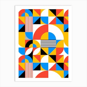 Abstract Geometric Pattern - Bauhaus geometric retro poster #3, 60s poster Art Print