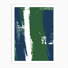 Green And White Abstract Painting Art Print