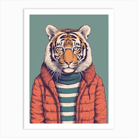 Tiger Illustrations Wearing A Winter Jumper 3 Art Print