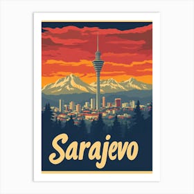 Aihrgdesign A Retro Travel Poster For Sarajevo 3 Art Print