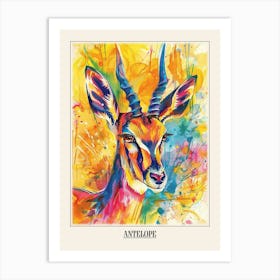 Antelope Colourful Watercolour 1 Poster Art Print