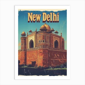 Aihrgdesign A Retro Travel Poster For New Delhi 2 Art Print