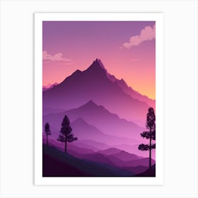 Misty Mountains Vertical Composition In Purple Tone 23 Art Print