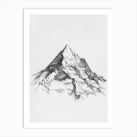 Mount Mckinley Denali Usa Line Drawing 3 Art Print