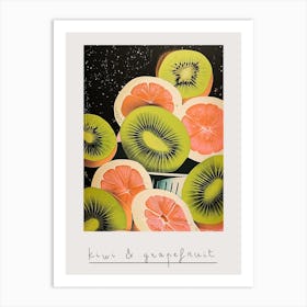Art Deco Kiwi & Grapefruit Poster Art Print