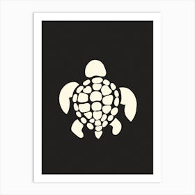 White Turtle On Black Art Print