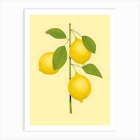 Minimalistic Lemons On A Branch Art Print