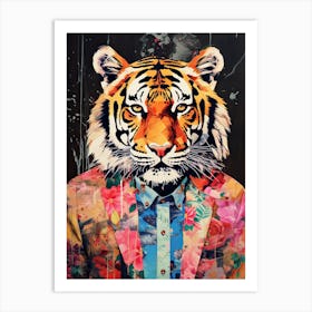 Tiger Art In Collage Art Style 4 Art Print