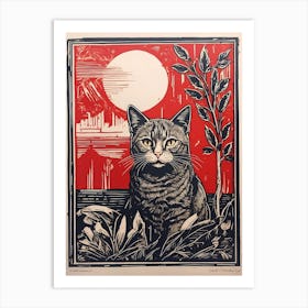 Cat In The Moonlight Art Print