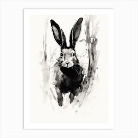 Rabbit Prints Black And White Ink 4 Art Print