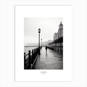 Poster Of Gijon, Spain, Black And White Analogue Photography 4 Art Print