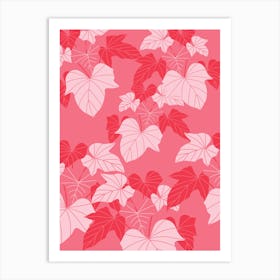 Seamless Pattern With Pink Leaves wallart printable Art Print