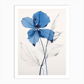 Blue Botanical Bird Of Paradise 2 Art Print