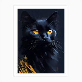 Black Cat With Yellow Eyes Art Print