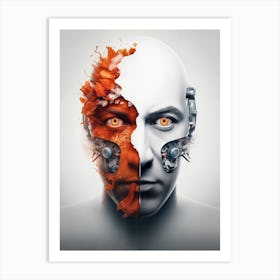 Man With A Robot Head Art Print