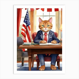 President Feline Says Catfood For Everyone Art Print