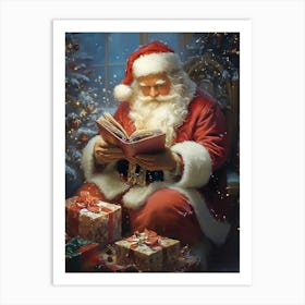 Santa Reading A Book Art Print