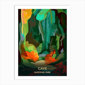 Cave National Park Travel Poster Matisse Style 2 Art Print