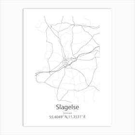 Slagelse,Denmark Minimalist Map Art Print