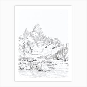 Vinson Massif Antarctica Line Drawing 5 Art Print