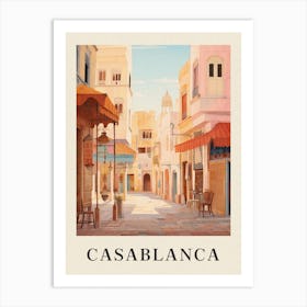 Casablanca Morocco 2 Vintage Pink Travel Illustration Poster Art Print