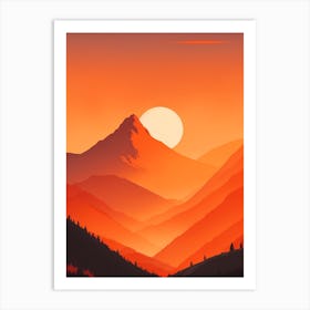Misty Mountains Vertical Composition In Orange Tone 37 Art Print