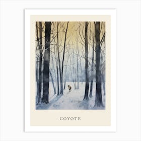 Winter Watercolour Coyote 1 Poster Art Print