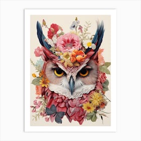 Bird With A Flower Crown Eastern Screech Owl 2 Art Print