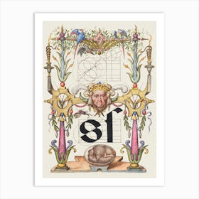 Guide For Constructing The Letter S From Mira Calligraphiae Monumenta, Joris Hoefnagel 1 Art Print