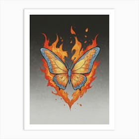 Butterfly On Fire Canvas Print Art Print