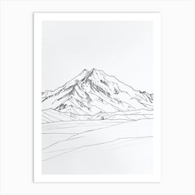 Mount Olympus Greece Line Drawing 3 Art Print