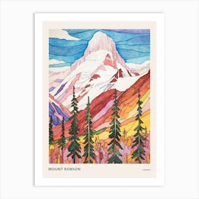 Mount Robson Canada 1 Colourful Mountain Illustration Poster Art Print