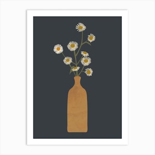 Daisy Flowers Vase Art Print