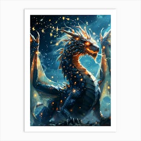 Dragon In The Night Sky Art Print