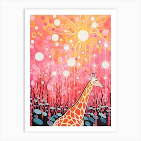 Giraffe Abstract Pink Pattern Art Print