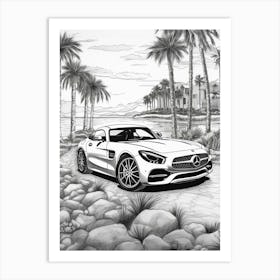 Mercedes Benz Amg Gt Tropical Drawing 2 Art Print