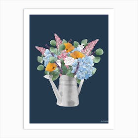 Summer Flowers In A Watering Can Art Print