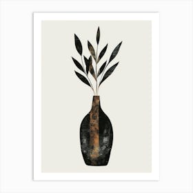 Vase With Leaves 6 Art Print