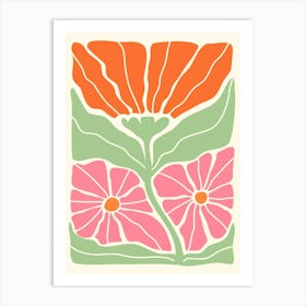 Retro Pastel Flower Art Print