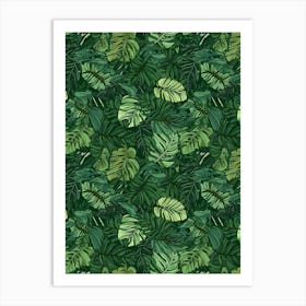 Enchanted Greenery Monstera Leaves In A Tropical Paradise Art Print