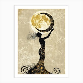 Woman Holding A Moon Art Print