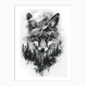 Wolf In The Forest 8 Art Print