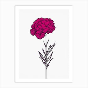 Carnation Floral Minimal Line Drawing 5 Flower Art Print