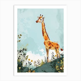Modern Illustration Of A Giraffe In The Nature 3 Art Print