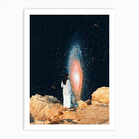 Woman and Galaxy Art Print