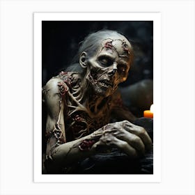 Zombie Holding A Candle 3 Art Print