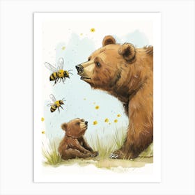 European Honey Bee Storybook Illustration 2 Art Print