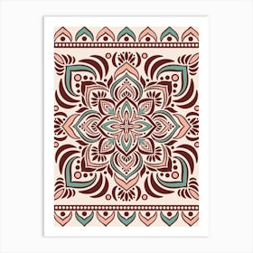 WA240017 - Intricate Mandala with Peach and Teal - Bohemian Geometric Art Art Print